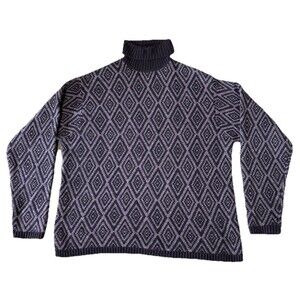 Vintage Gap Mens Wool Nordic Retro Diamond Knit Cozy Sweater Size XL